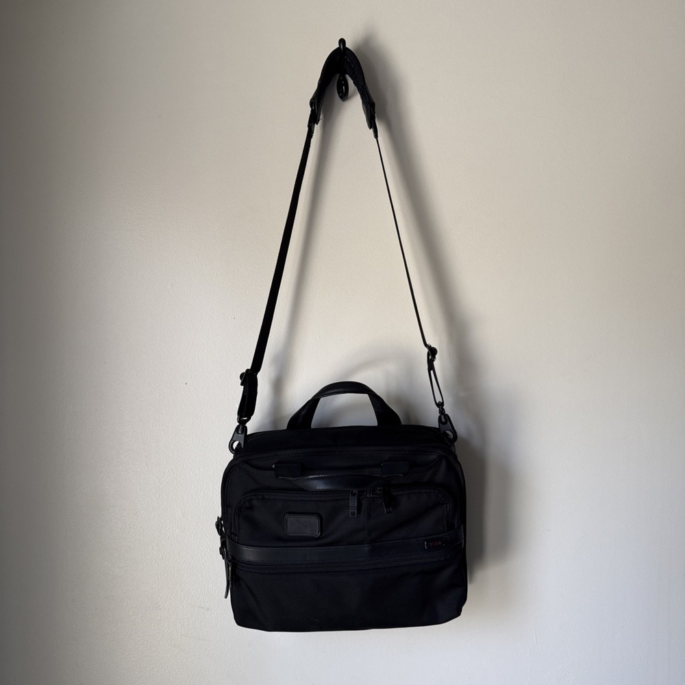 Tumi Alpha Bravo Slim Briefcase Laptop Bag Black Nylon Ballistic 26120D2 READ